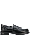 Our Legacy Polished Black Leather Loafers With Decorative Fringe Detail In Black