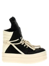 RICK OWENS MEGA BUMPER GEOBASKET SNEAKERS WHITE/BLACK