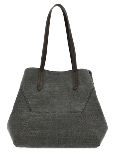 Brunello Cucinelli Monile Shopping Bag In Gray