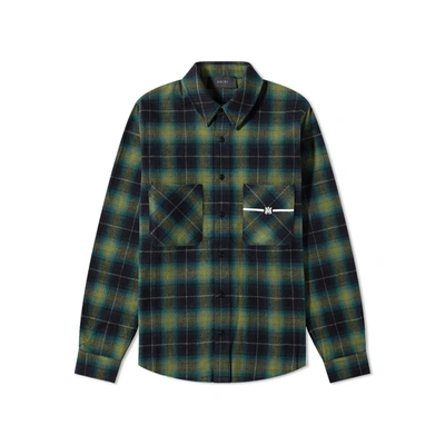 Amiri Cotton Flannel Shirt In Green