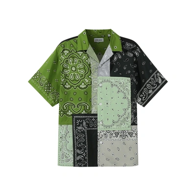Kenzo Patchwork Cotton Shirt In Green