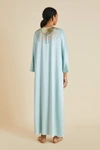 OLIVIA VON HALLE VREELAND INCANTATION BLUE EMBELLISHED SANDWASHED SILK DRESS