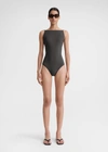 TOTÊME BOAT-NECK SWIMSUIT ANTHRACITE