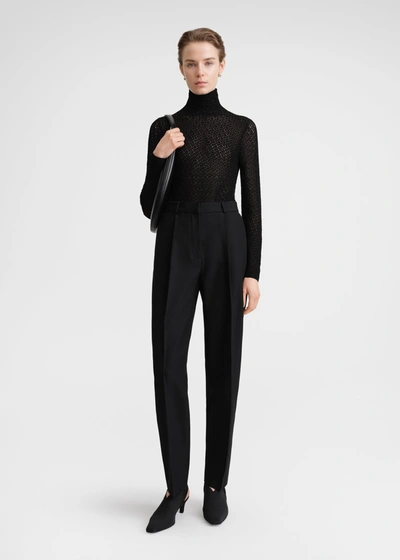 Totême Black Sewn Pleat Trousers