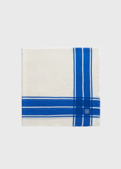 Totême Blue & Off-white Wool Silk Blanket Scarf