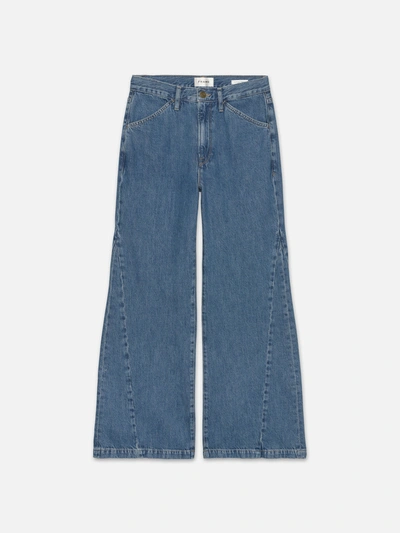 Frame Le Baggy Palazzo Wide Leg Jeans In Blue