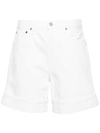 Agolde Parker Long Denim Short In Dough In White