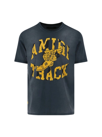 Amiri Track Logo-flocked Cotton-jersey T-shirt In Black
