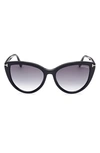 Tom Ford Isabella W Ft0915 05f Cat Eye Sunglasses In Sblk/ Smkg