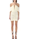 Magda Butrym Off-shoulder Ruched Minidress In Cream