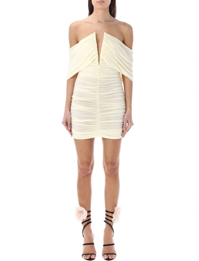 Magda Butrym V Neck Ruched Dress In Cream