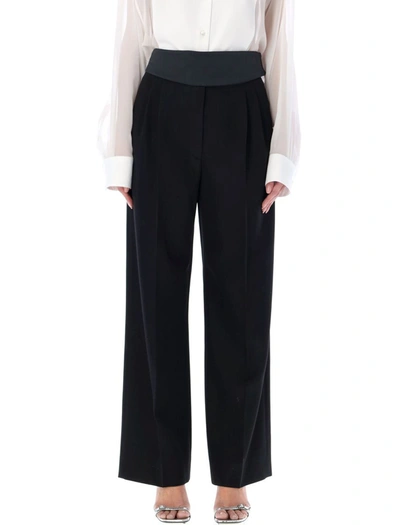 Stella Mccartney Festive Cummerbund Wool Wide-leg Pants In Black