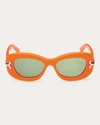 EMILIO PUCCI WOMEN'S ORANGE FISHTAIL LOGO OVAL SUNGLASSES