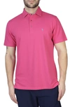 Tailorbyrd Pique Polo Shirt With Multi Gingham Trim In Flamingo Pink