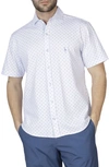 Tailorbyrd Geo Floral Knit Short Sleeve Shirt In White Dove