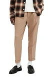 Allsaints Tallis Slim Fit Cropped Tapered Trousers In Toffee Taupe