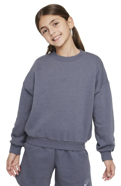 Nike Kids' Icon Oversize Fleece Sweatshirt In Light Carbon/ Ashen Slate