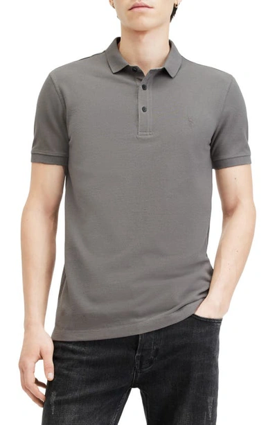Allsaints Reform Short Sleeve Polo Shirt In Ash Grey