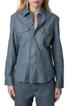 ZADIG & VOLTAIRE ZADIG & VOLTAIRE THELMA CUIR FROISSE LEATHER SHIRT