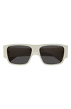 Bottega Veneta 57mm Square Sunglasses In White