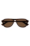 Bottega Veneta Men's Triangle Stud Bv1292s 55mm Aviator Sunglasses In Havana/brown Solid