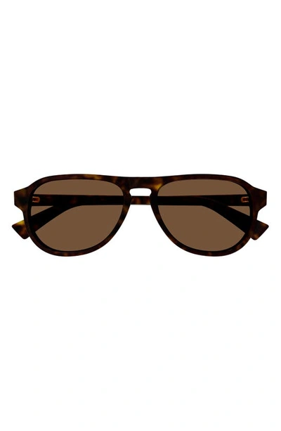 Bottega Veneta Men's Triangle Stud Bv1292s 55mm Aviator Sunglasses In Havana Brown