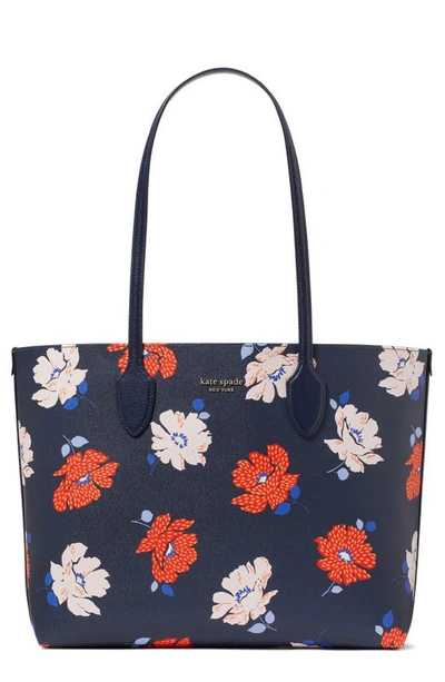 Kate Spade Bleecker Dotty Floral Print Tote In Parisian Navy Multi