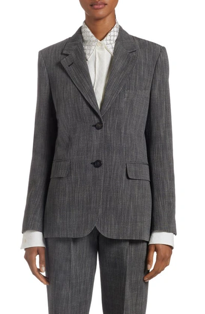 Golden Goose Single Breasted Mélange Virgin Wool Blend Blazer In Grey/ White