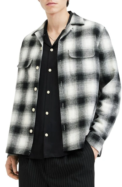 Allsaints Fortunado Relaxed Fit Embroidered Flannel Shirt In Oatmeal Wht/jt