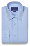 David Donahue Trim Fit Light Blue Pima Cotton Dobby Dress Shirt In Sky