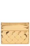 Bottega Veneta Intrecciato Leather Credit Card Case In Gold-m Brass