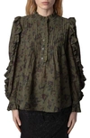 ZADIG & VOLTAIRE HOLLY PINTUCK RUFFLE SHIRT