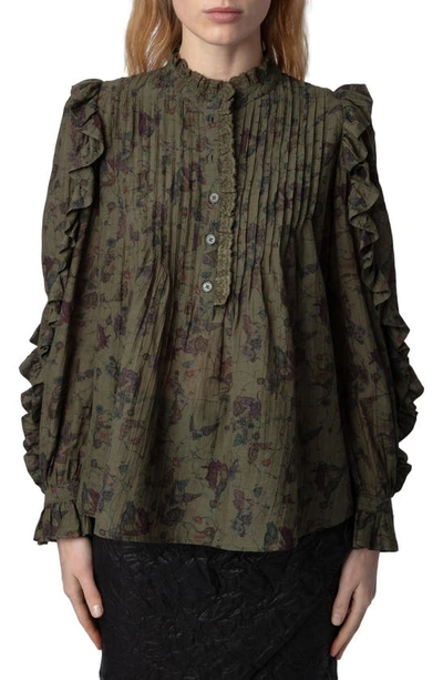 ZADIG & VOLTAIRE ZADIG & VOLTAIRE HOLLY PINTUCK RUFFLE SHIRT