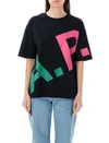 Apc Logo-print Cotton T-shirt In Black Multicolor