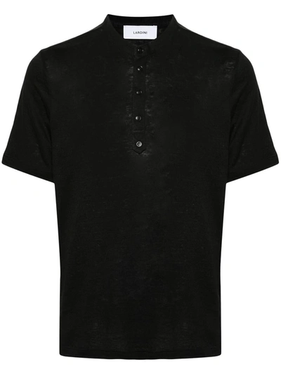 Lardini Fine-knit Slub T-shirt In Black