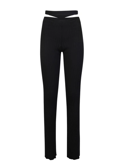 Andreädamo Ribbed Knit Cut-out Flared Trousers In Black