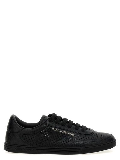 Dolce & Gabbana Perforated Tropez Sneakers In Black