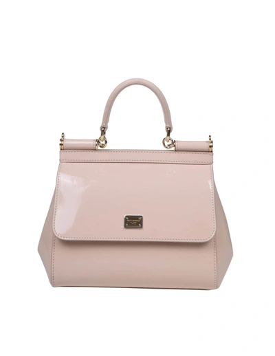 Dolce & Gabbana Small Sicily Bag In Polished Calfskin In Pink