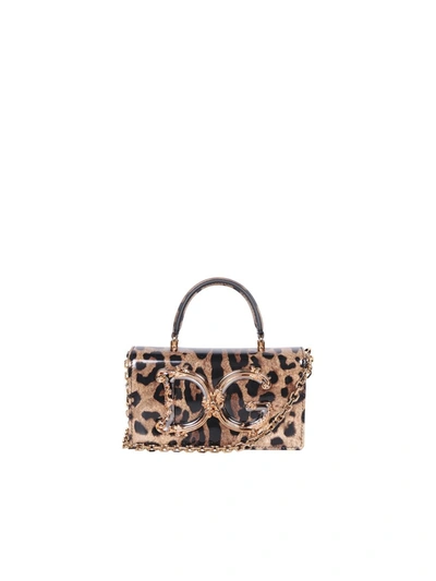 Dolce & Gabbana Logo Animal Print Tote In Brown