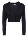 Fabiana Filippi Black Mohair Wool Short Cardigan With 3 Buttons In Black