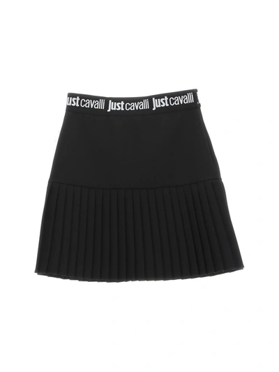 Just Cavalli Logo Waistband Mini Skirt In Black