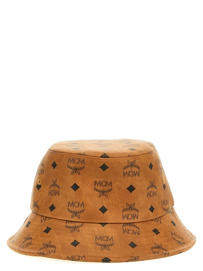 Mcm Logo Print Bucket Hat In Beige