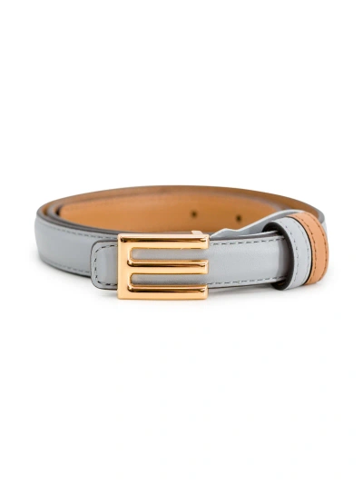 Etro Logo-buckle Leather Belt In Grey