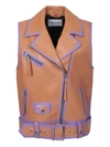 Stand Studio Tan And Lilac Biker Vest In Brown