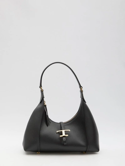 Tod's T Timeless Small Leather Hobo Bag In Black