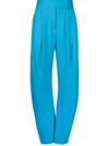Attico Jagger High Waist Stretch Wool Trousers In Blue