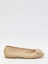 Roger Vivier Tres Vivier Raffia Strass Ballerina Flats In Beige