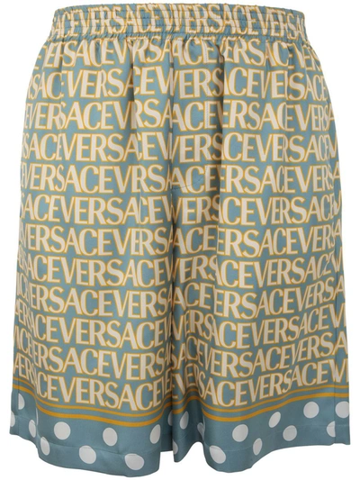 Versace Shorts Silk Fabric With All Over Print Clothing In Multicolor