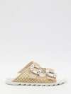 Roger Vivier "rafia Slidy Viv' Slides With Str In Brown