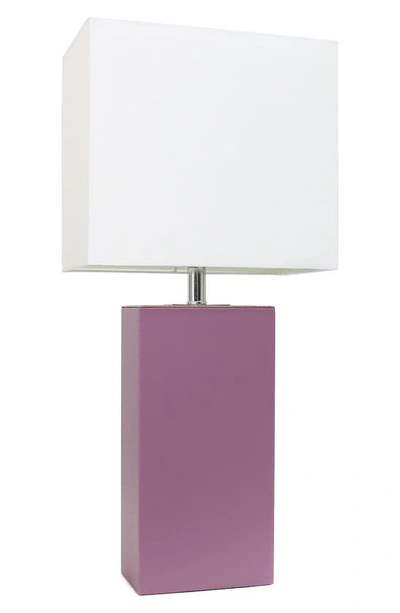 Lalia Home Lexington Faux Leather Table Lamp In Purple